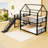 Metal Bunk Bed With House-Shaped, Slide And Guardrails-1724166129