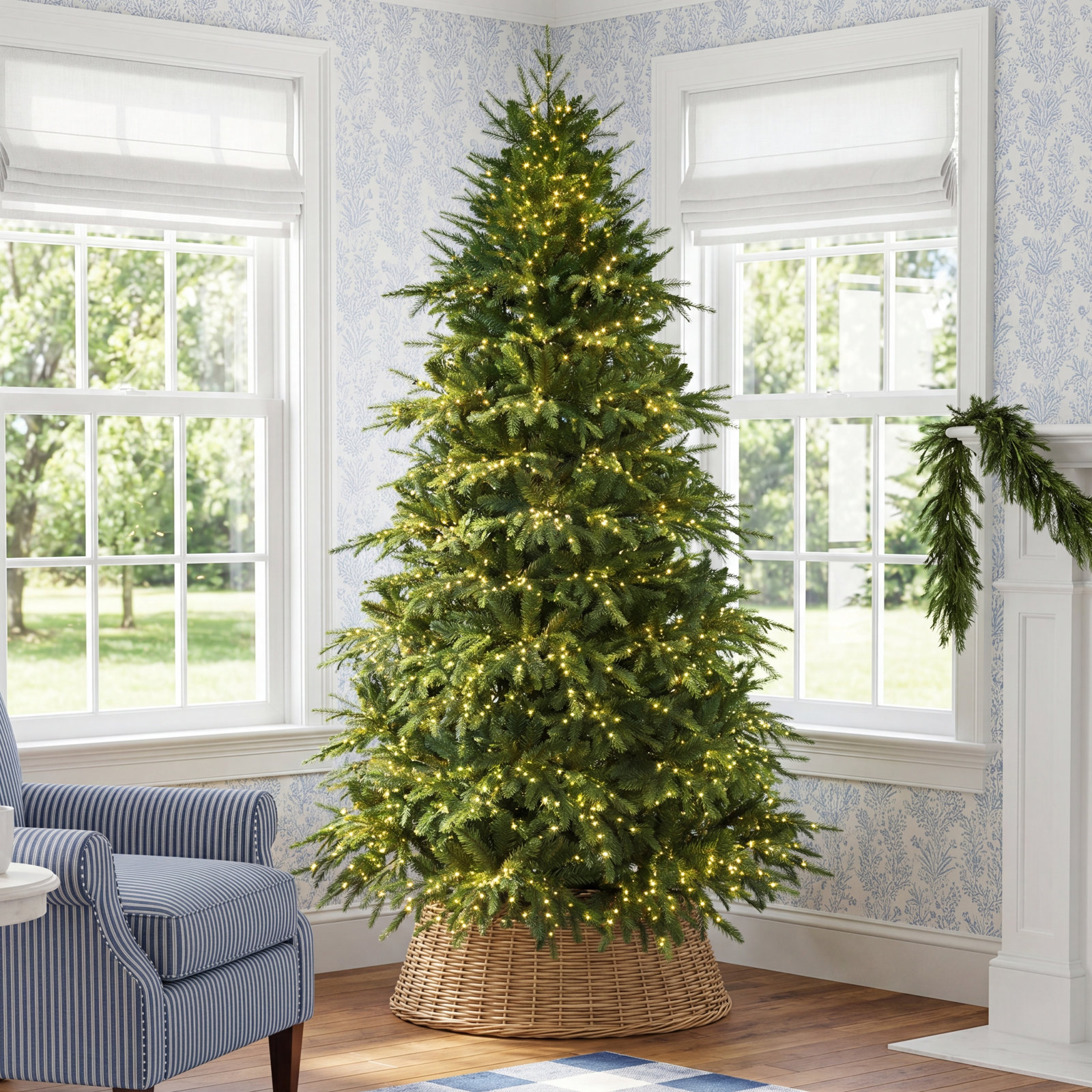 Pre-Lit Spruce Christmas Tree, 7.5' H