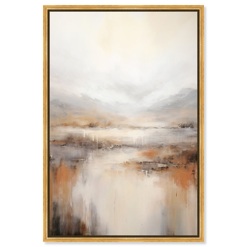 Natural Cascades Canvas Muted Abstract Wall Art by Art Remedy, Gold Framed, 55" H x 37" W