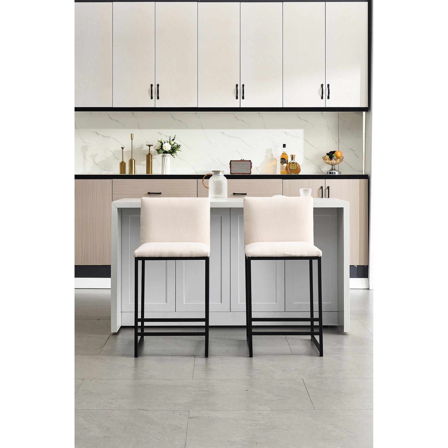 Latitude Run® 2 Counter Height Bar Stools - Upholstered Linen Seating ...