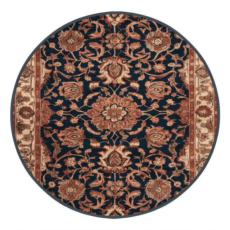 Tapis brun lavable à la machine, Rond 7 pi