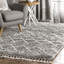 Tapis à poil long à motif marocain pour le salon, la chambre à coucher, la salle à manger, la chambre de bébé Candler, gris / ivoire-585665121