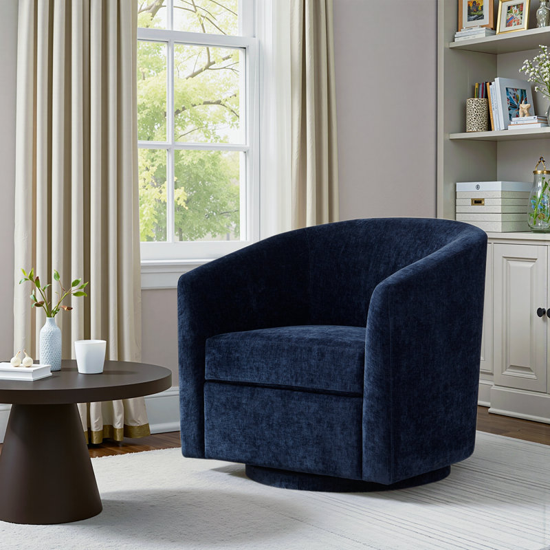 Chenille Upholstered Swivel Accent Chair , Blue