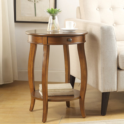 Table de bout en noyer avec tiroir fonctionnel et tablette pour une maison élégante