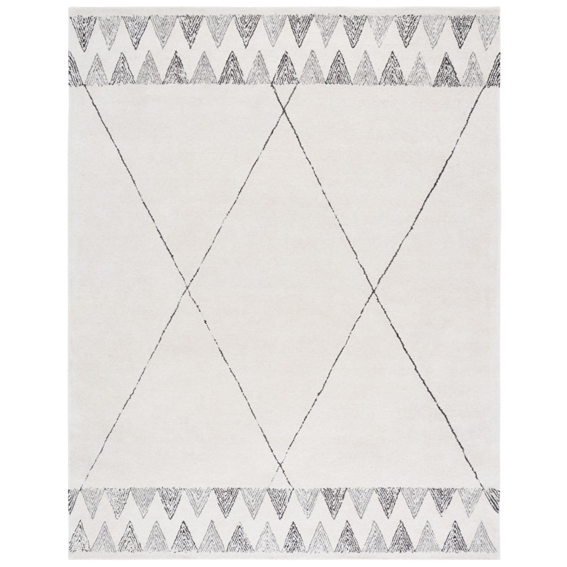 Latu Hand Tufted Wool Pile Geometric Rug, Rectangle 8' x 10'