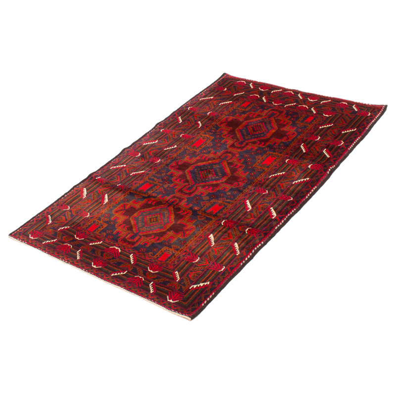 Tapis rouge en laine New Age One-of-a-Kind Rectangle 3 pi 8 po x 6 pi 3 po