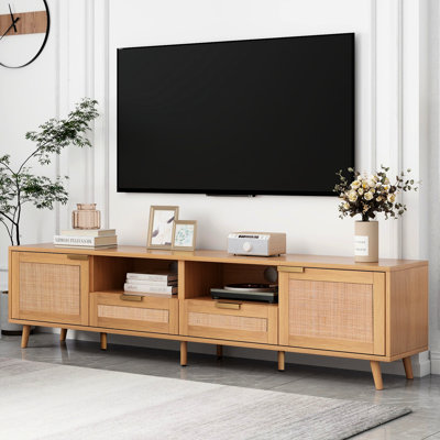 Tv Console For 85" Screens: , Elegant, Functional Stand With Ample Storage: Up To Tvs, Solid Wood Legs,