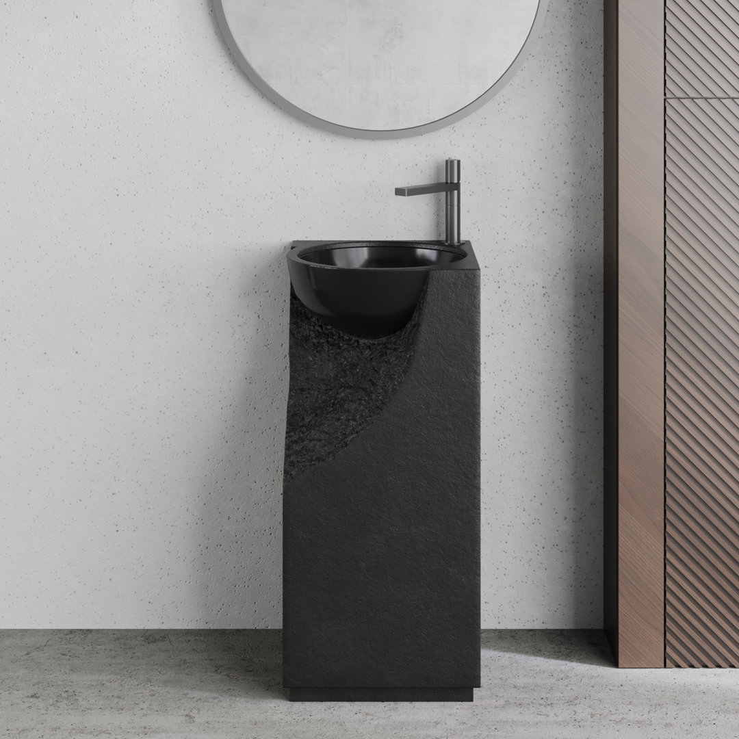 34" Tall Pedestal Bathroom Sink Solid Surface Bathroom Sink