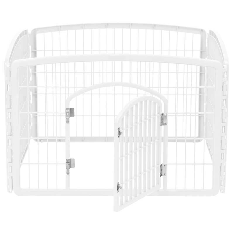 White 24'' Plastic Pet Playpen with Door for Indoor/Outdoor Use