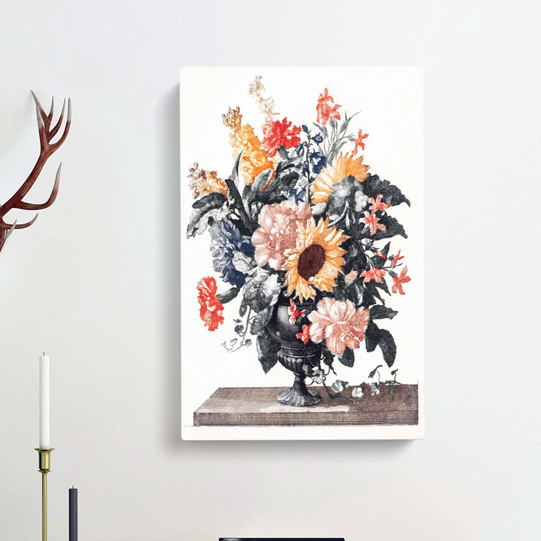 Sunflowers And Carnations by Johan Teyler - Wrapped Canvas