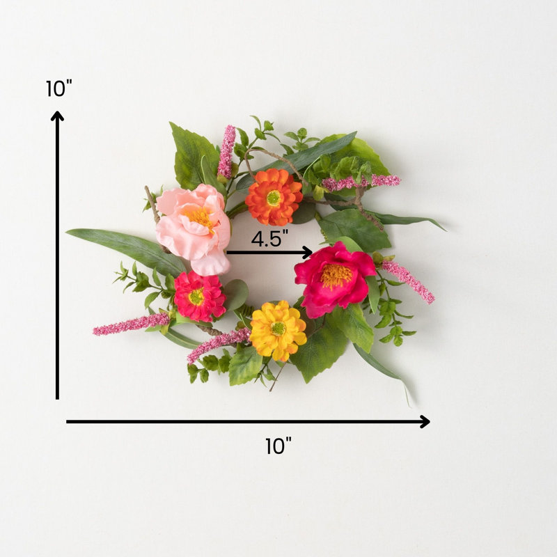 Couronne florale artificielle, L 10 po x H 10 po x P 3 po