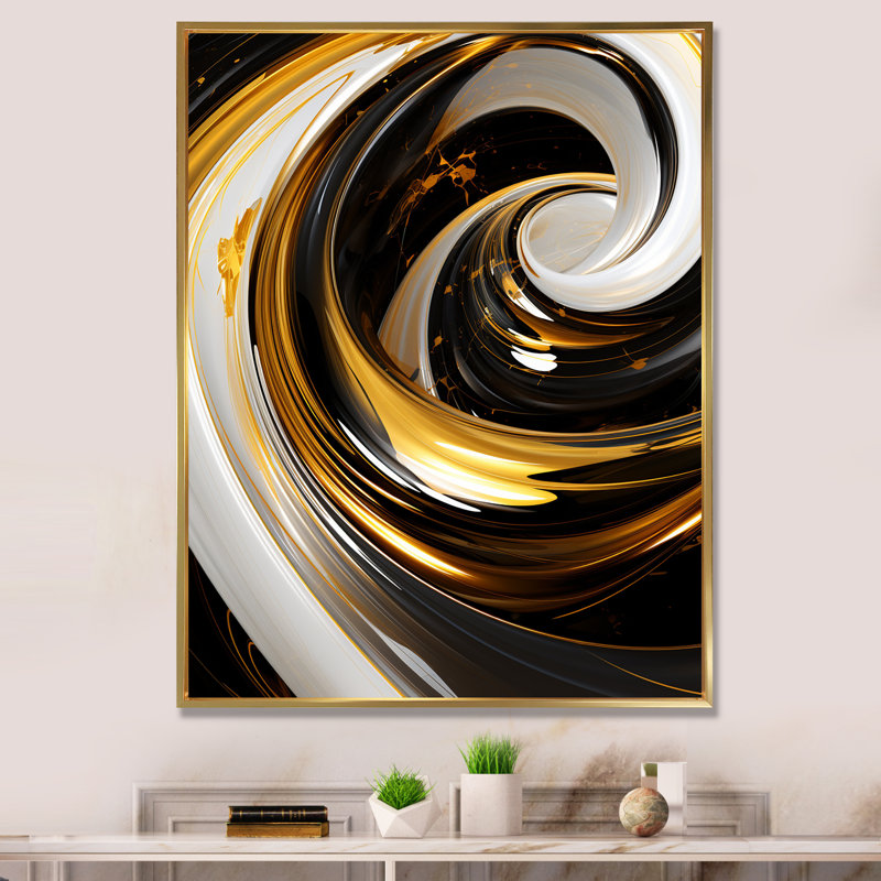 Liquide or noir blanc abstrait Minimal Spiral I - Abstract Spirals Wall Art Living Room, H 20 po x l 12 po x P 1 po