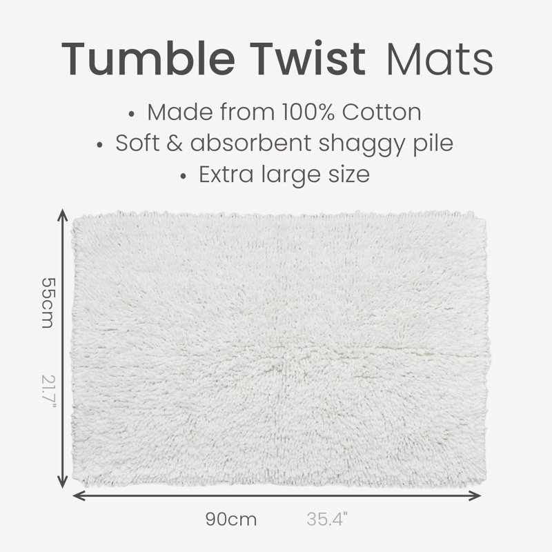 Tumble Twist Cotton Bath Mat Large, White