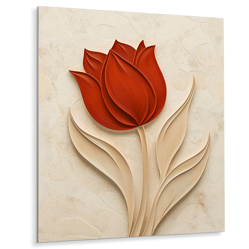 Beige et rouge dansant Serenade de tulipe II, H 32 po x l 16 po x P 0,84 po