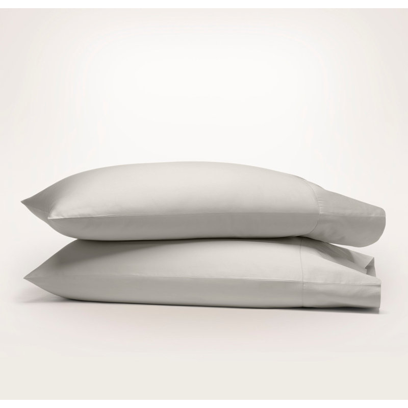 Percale Hemmed Pillowcase Set, Pewter, King Pillowcase
