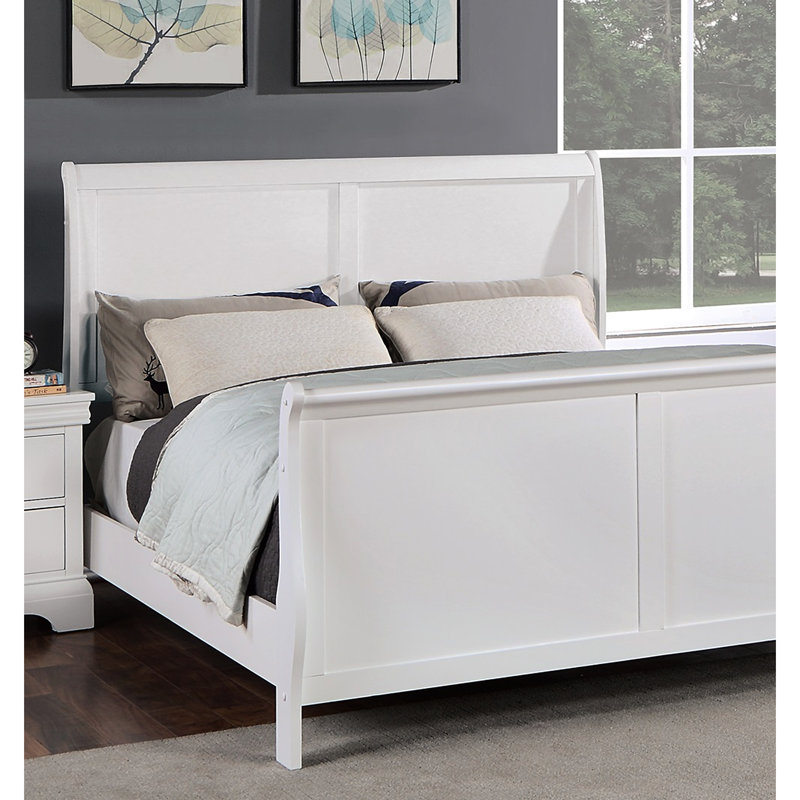 Lit moderne pour grand lit avec tête de lit en contreplaqué blanc