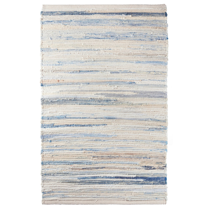 Denim Rag Handwoven Cotton Rug, Rectangle 4' x 6'