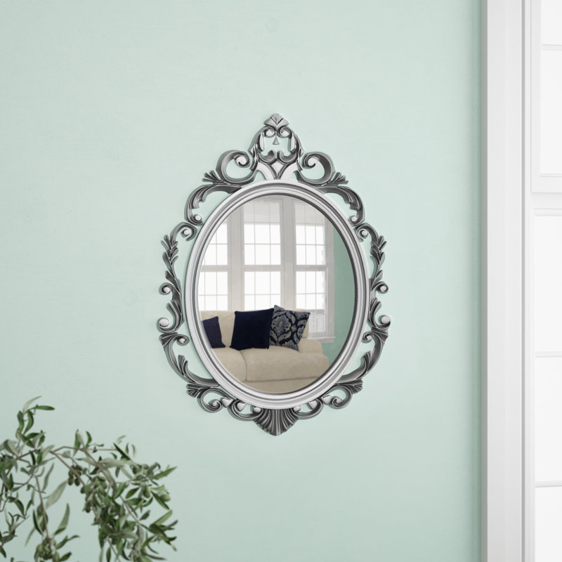 Miroir décoratif patiné glamour Ingalls, Blanc antique