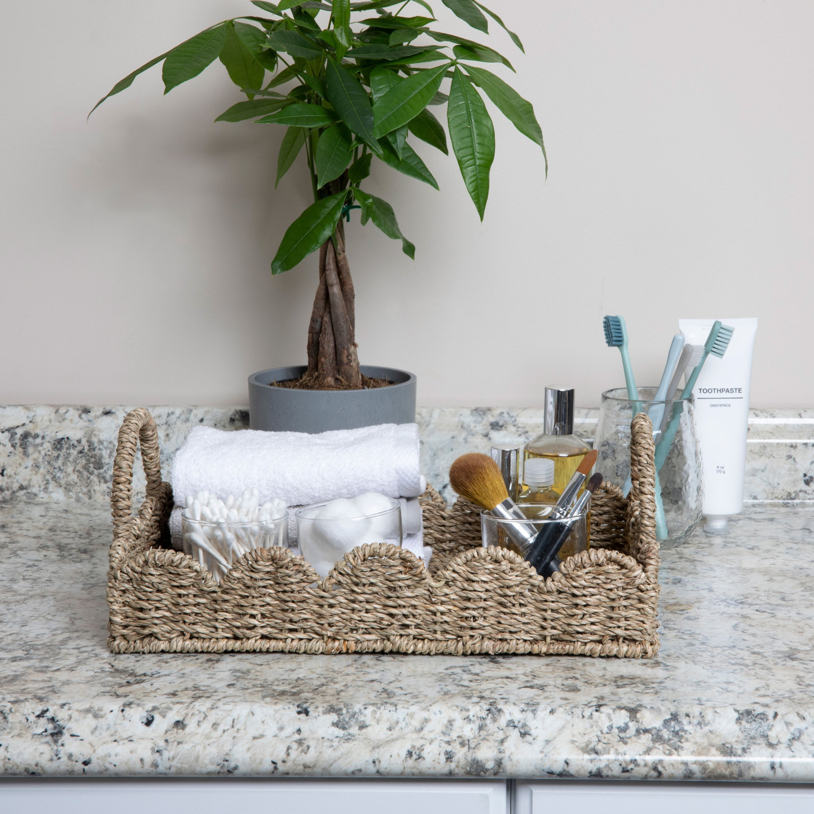 Handwoven Decorative Tray, Natural