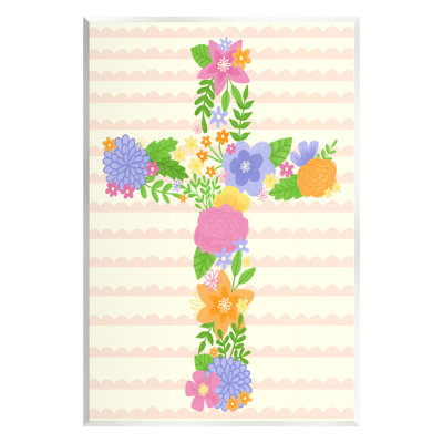 Floral Cross Religious Symbol by Taylor Shannon Designs Graphic Art