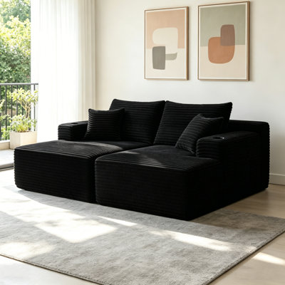 Modern Plush Fabric Cloud Sectional Sofa with Deep Seat, Double Chaise Lounge, Spring Padding for Ultimate Comfort and Versatile Seating