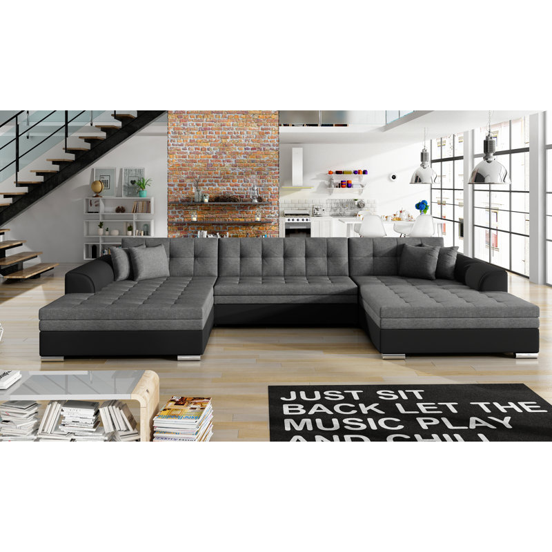 Adryauna 4 Seater Sofa Bed, Grey/Black