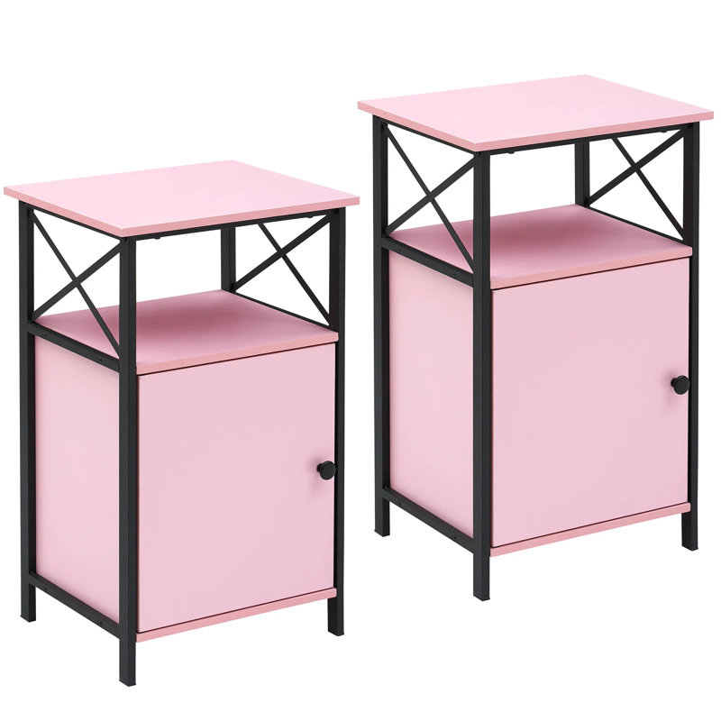 Iron Bedside Table, Pink