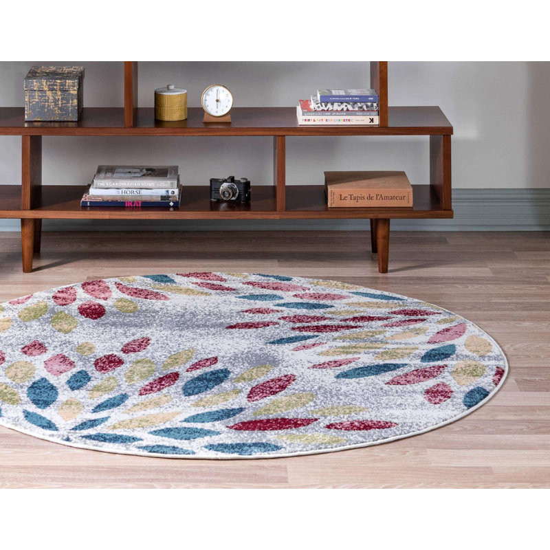 Aamia Abstract Area Rug, Round 5'1", Multi