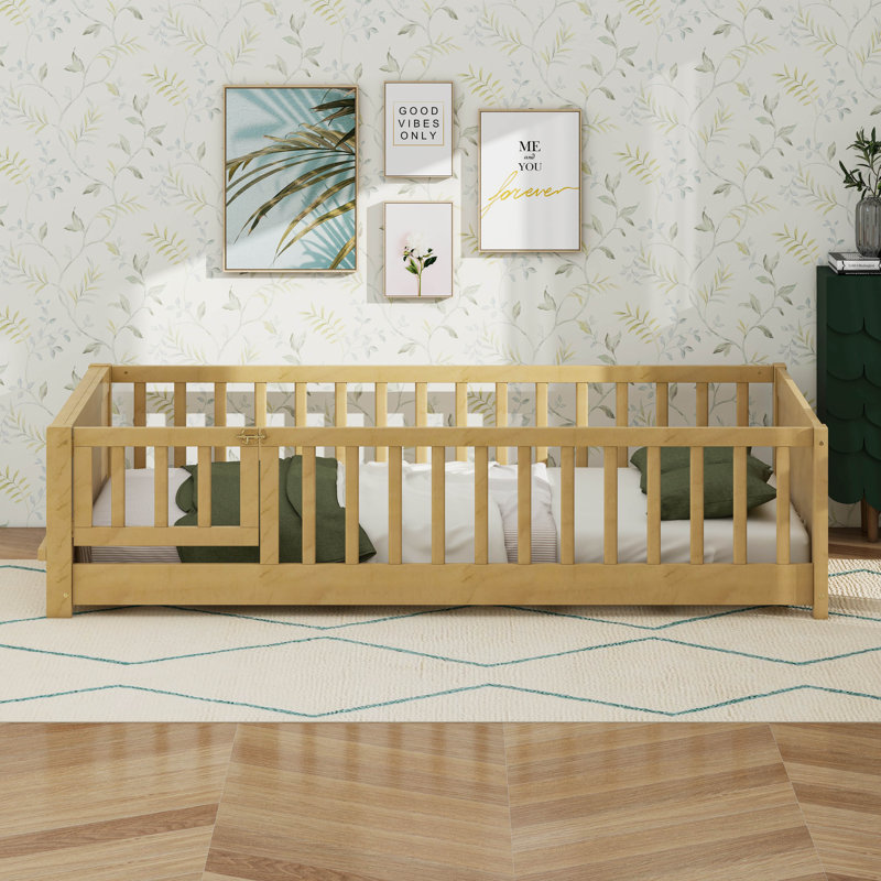 Cadre de lit simple avec porte convertible, Naturel