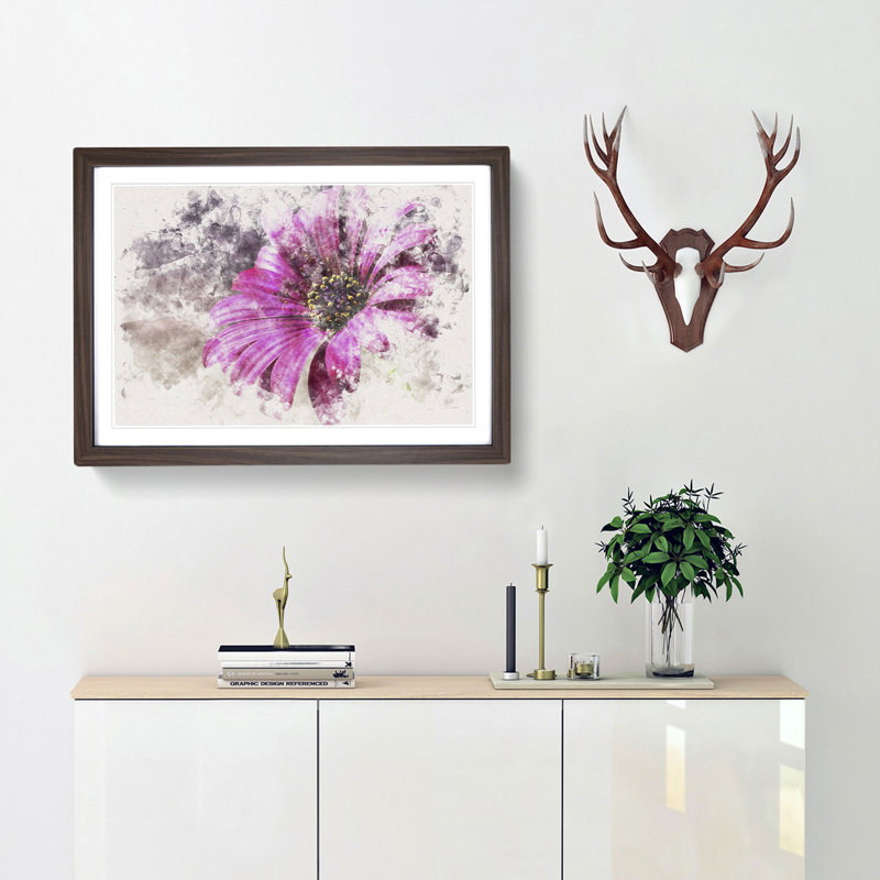Purple Daisy - Framed Print, Walnut Framed, 62cm H x 87cm W x 2cm D