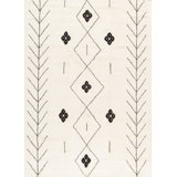 Moroccan Wool Southwestern Area Rug in Ivory/Black