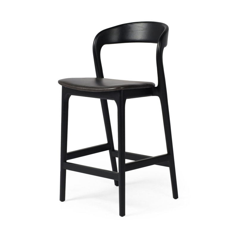 Amare Stool, Sonoma Black Genuine Leather/Black, Counter Stool (26.5" Seat Height)