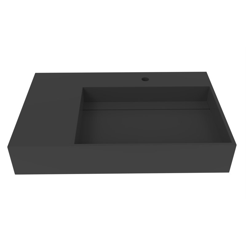 Juniper 30" Wall Mounted Bathroom Sink With Right Basin - Black, Black