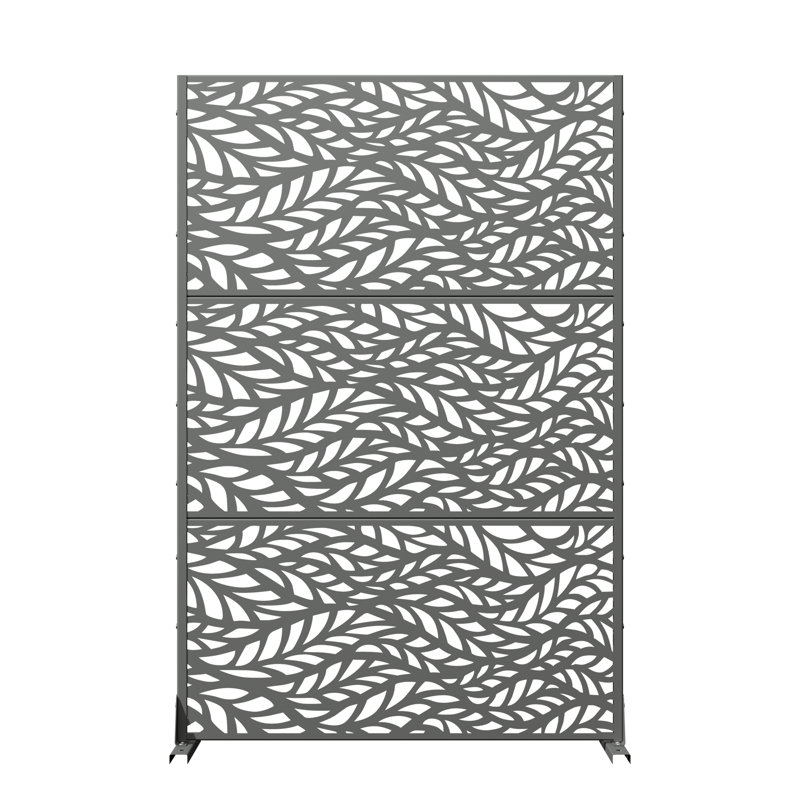 Panneau de clôture d'intimité en métal H 6 pi x l 4 pi Mist, Gris
