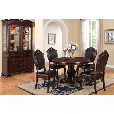 Majestic Formal Dining Room Table Brown 1pc Dining Table Only Pedestal Base Royal Round Table