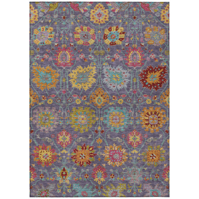 Machine Washable Indoor/Outdoor Chantille ACN2288 Damask Rug, Rectangle 8' x 10'