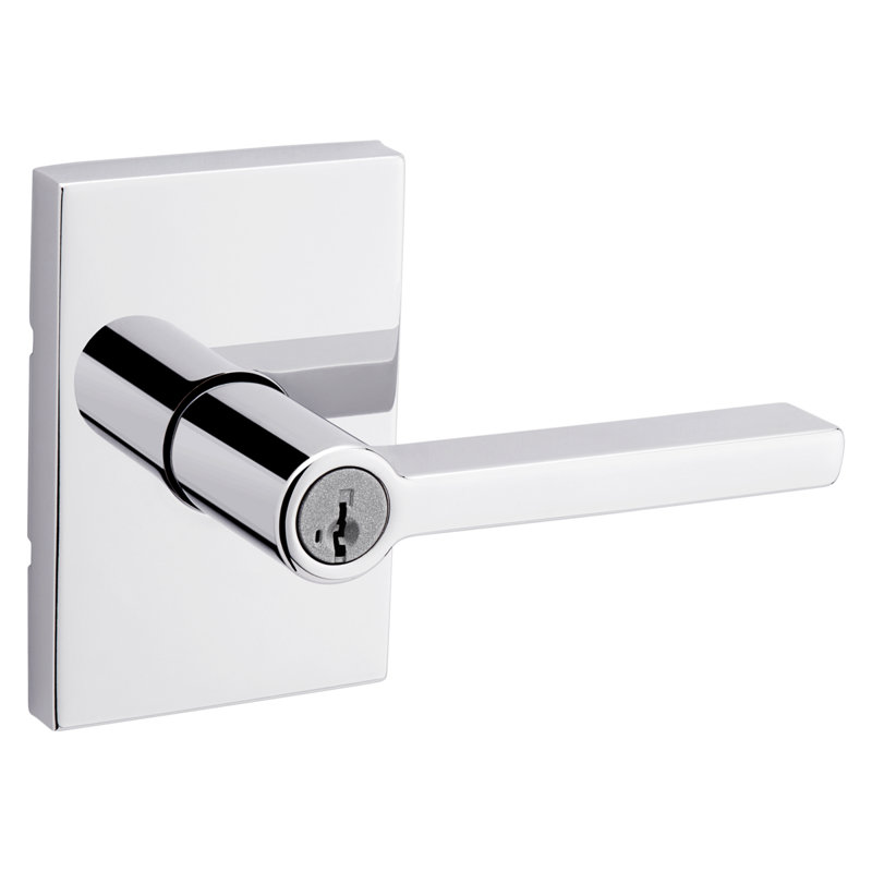 Halifax Keyed Entry Lever featuring SmartKey Security, Polished Chrome
