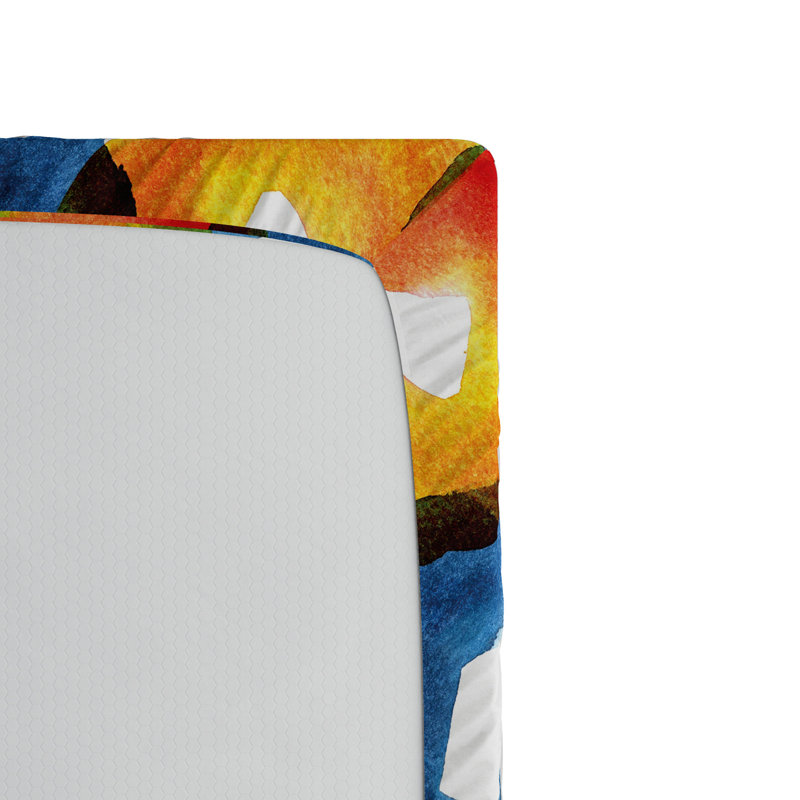 Drap-housse en aquarelle circulaire en gras, Drap-housse de taille double