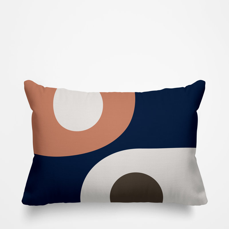 Coussin décoratif intérieur / extérieur Pitto, Saumon / beige / bleu marine