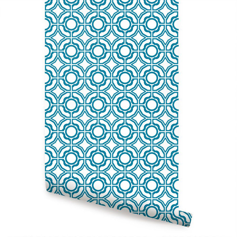 Rouleau de papier peint adhésif à peindre et à fleurs Ioan, Bleu, L 2 pi x 18 pi