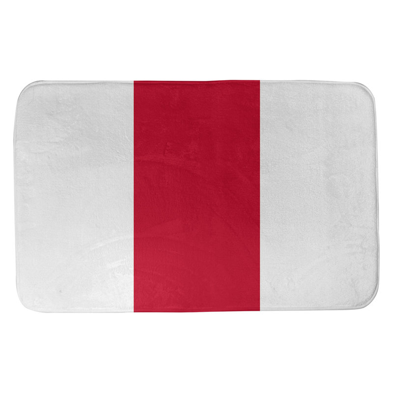Memory Foam Non-Slip Bath Rug, 17" W x 24" L, White/ Dark Red Middle, Oklahoma 