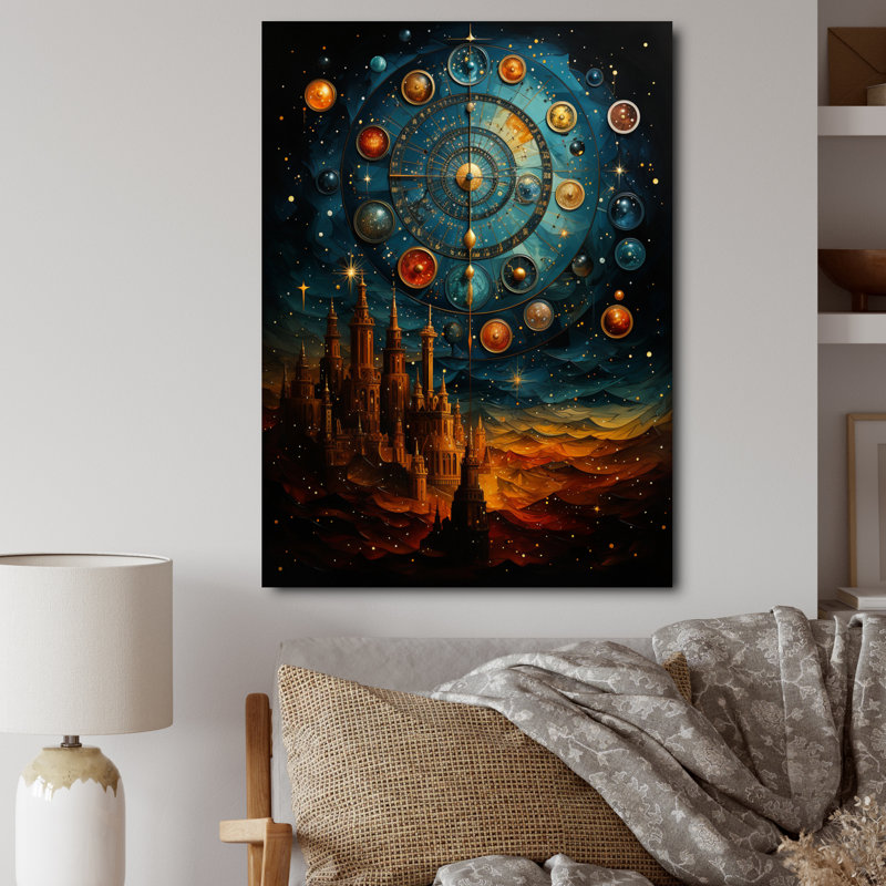Astrologie astrologique, impression sur toile, H 20 po x l 12 po x P 1 po, Toile tendue