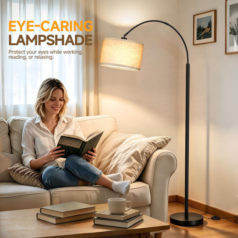 Grand lampadaire arqué, doré