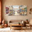 Scénario et paysage urbain, marché français, scène de rue, ensemble de 3 impressions sur toile-581775669