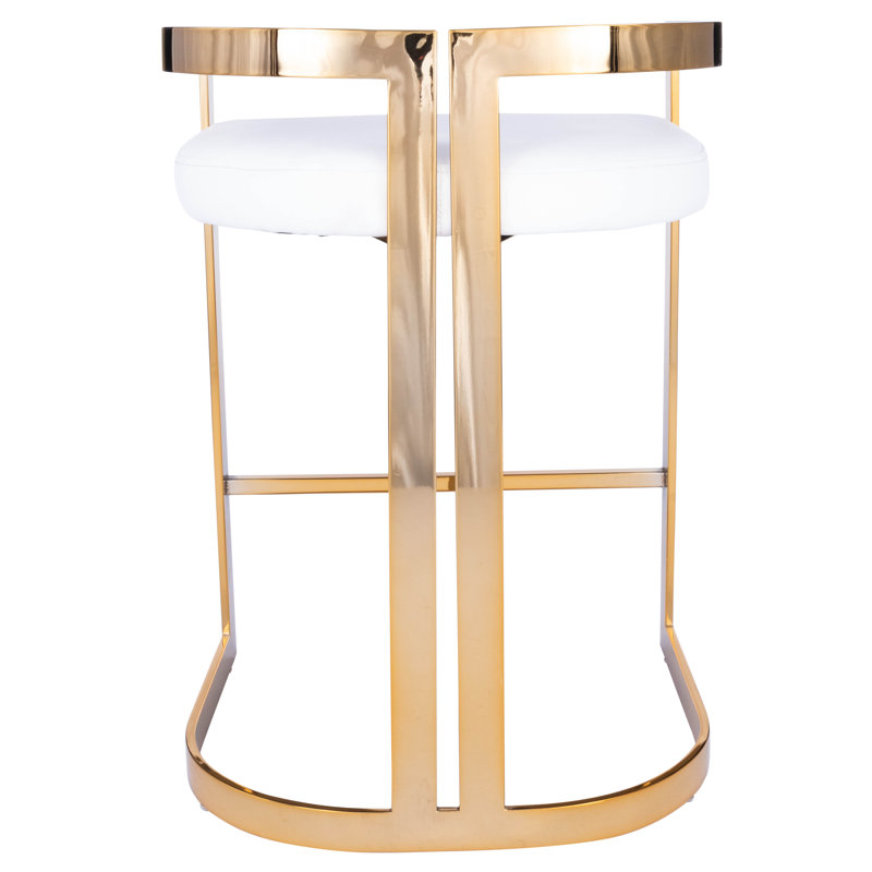Butler Bravo Faux Leather Counter Stool, Gold, Counter Stool (24.5” Seat Height), White