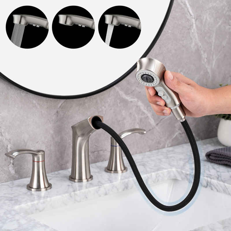 Widespread 2-handle Bathroom Faucet, Brushed Nickel