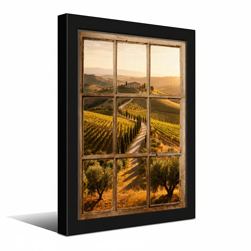 Paysage et nature, paysage viticole toscan, H 36 po x l 24 po, Toile tendue, Ne s’applique pas