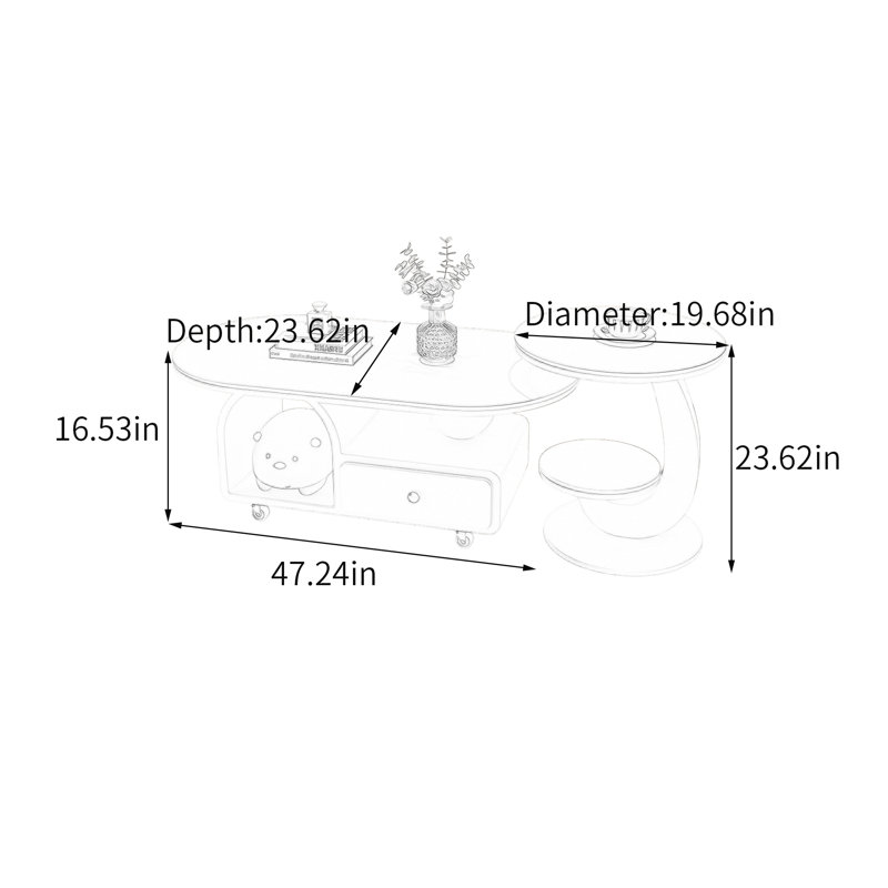 Ine, H 16,53 po x L 47,24 po x l 23,62 po, Blanc