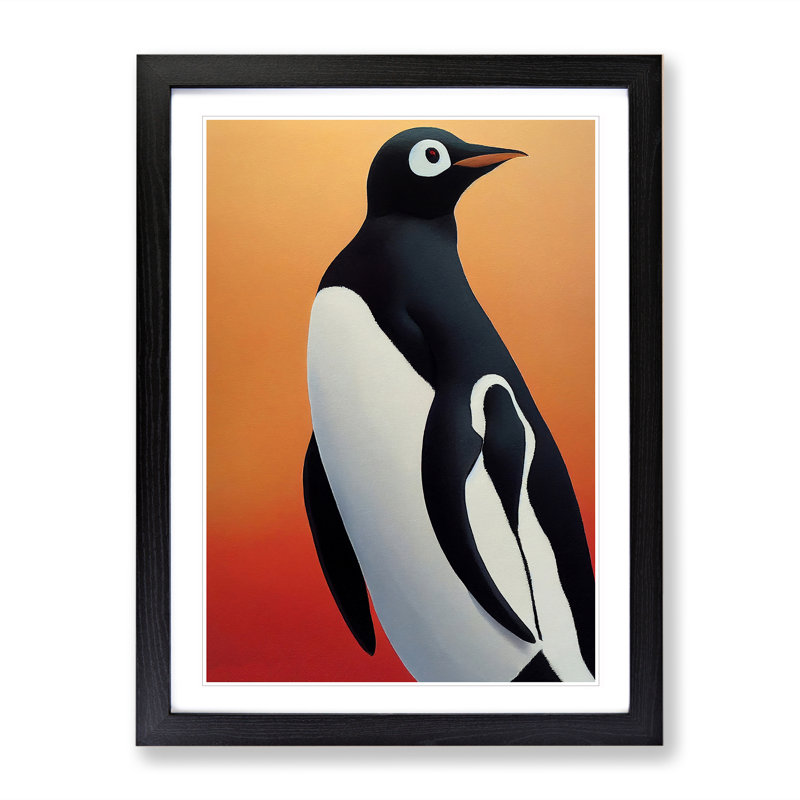 View Of The Penguin - Wall Art, Black Picture Frame, 48cm H x 36cm W, White