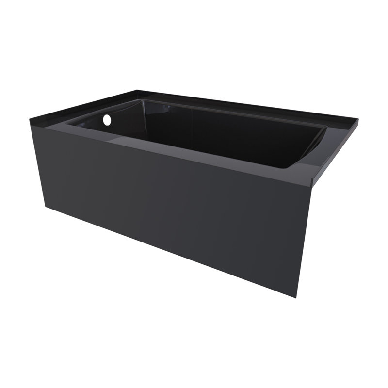 60'' x 34'' Soaking Acrylic Bathtub, Left, Black